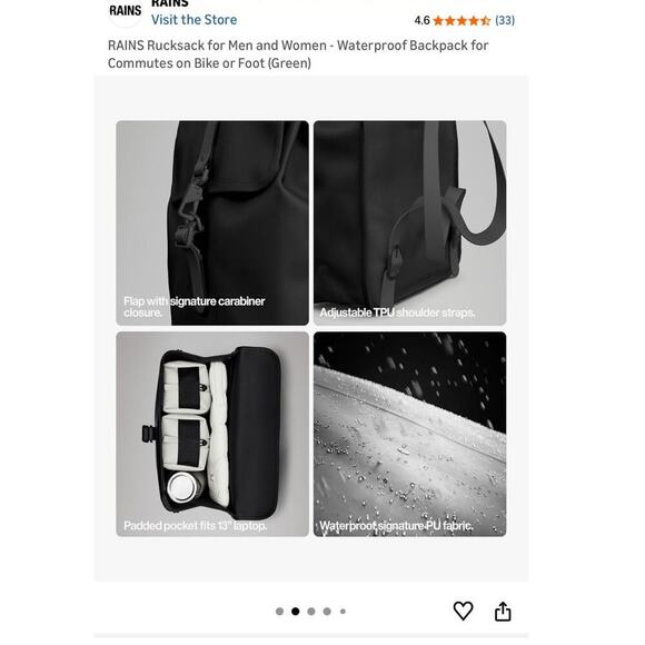 Rains Green RuckSack Waterproof Backpack Great For Commuting main image 11